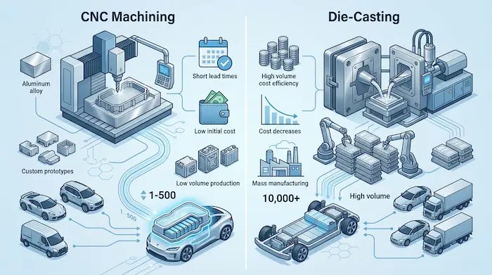 CNC Machining vs. Die-casting Aluminum Battery Pack Enclosures